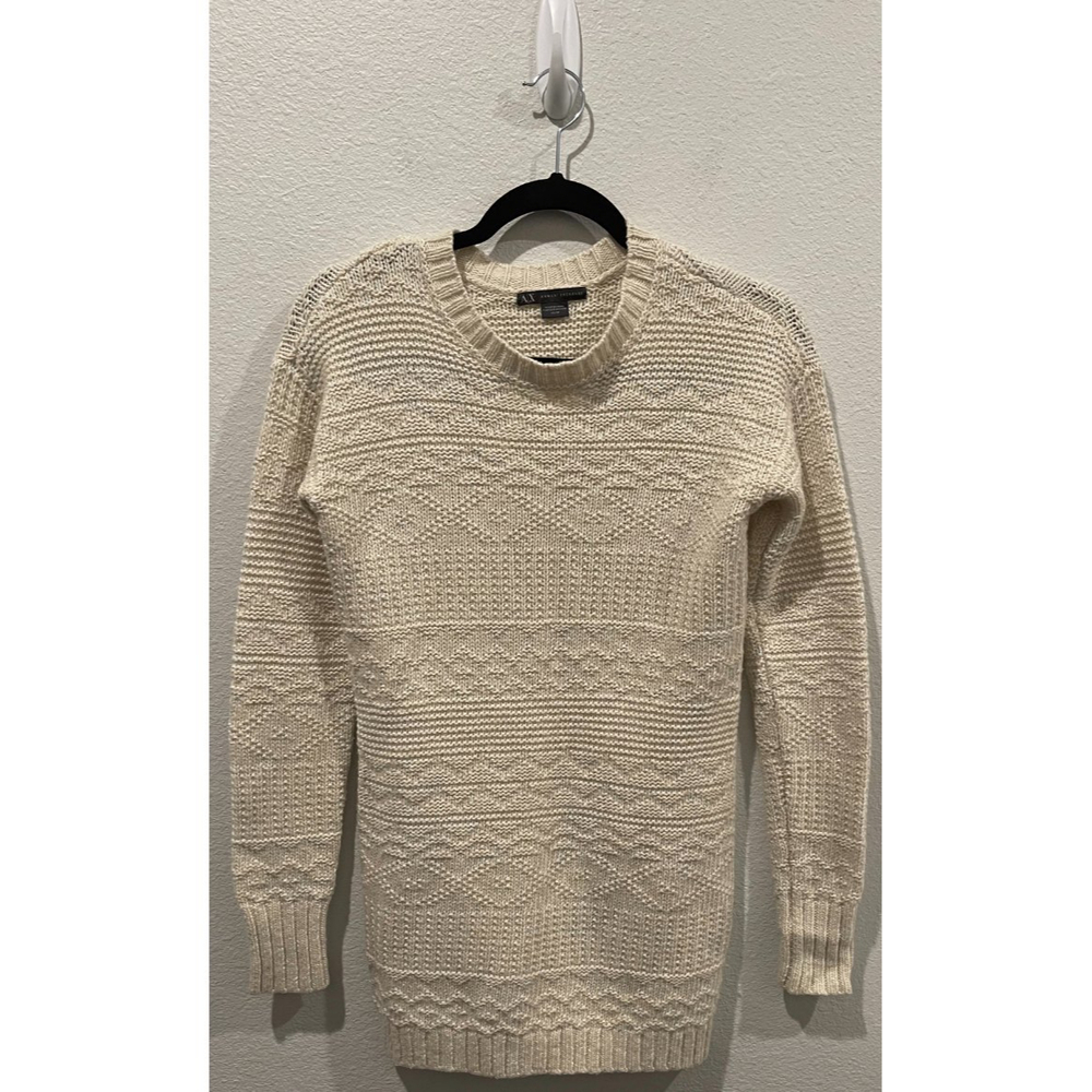 ARMANI EXCHANGE Beige Knit Long Sleeve Sweater